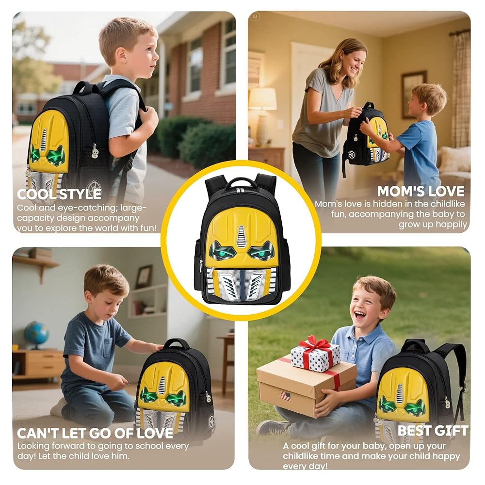 Glow-in-the-Dark Kids Backpack - Fun 3D Cartoon School Bag for Boys (Ages 4-12) - Durable & Engaging for School & Travel