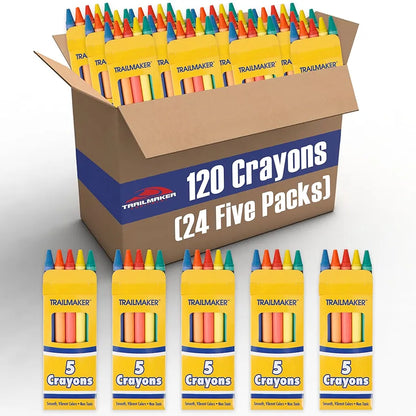 Trail Maker Wholesale Bright Wax Coloring Crayons - Bulk 24 Pack Art Set for Kids & Schools