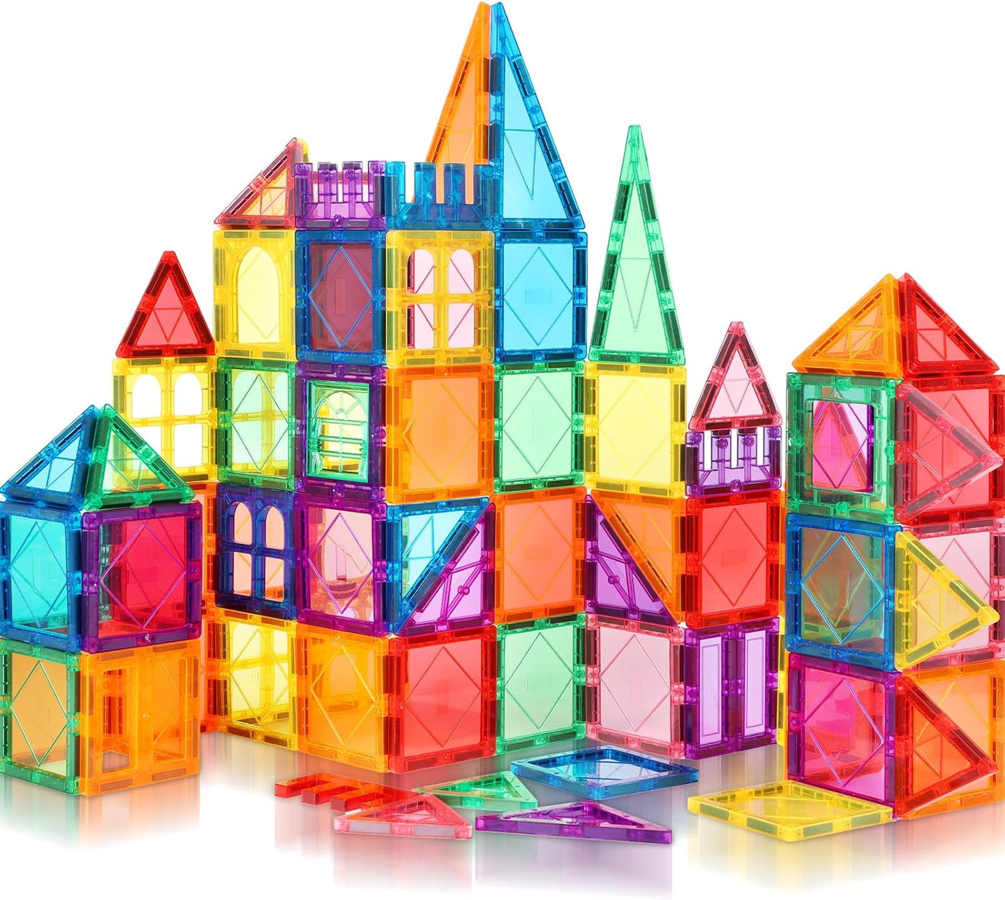 Magnetic Tiles 100 PCS with 2 Cars, Magnetic Tiles for Kids & Toddlers