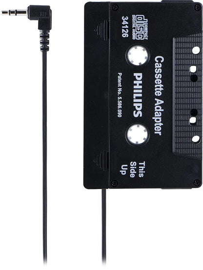 PHILIPS Universal Car Cassette Adapter with 3.5mm Audio Jack - Seamless Music Streaming