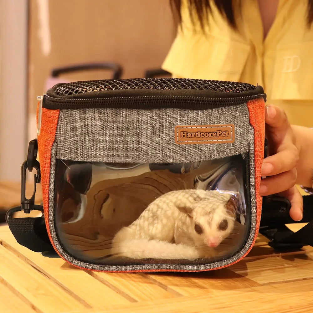 Small Pet Carrier Bag, Breathable & Portable – Small Animal Travel Bag with Detachable Strap Zipper for Sugar Glider, Hamster, Rat，Gerbils 
