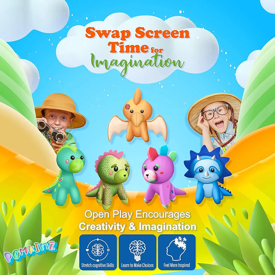 5-Pack Adorable Plush Dinosaur Toys with Carrying Case - Soft Dino Stuffed Animals for Kids