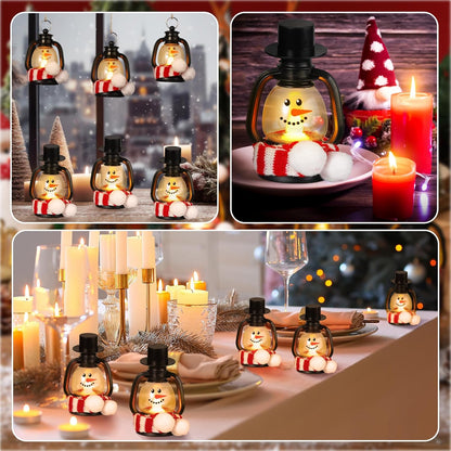 24 Set Christmas Mini Lantern with LED Candle Snowman Lanterns Decorations w
