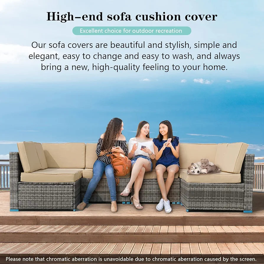 14Pieces Patio Cushion Covers Replacement,Outdoor Couch Cushions Covers Waterproof Furniture Cushion Covers Slipcovers Set with Zippers,Cover Only