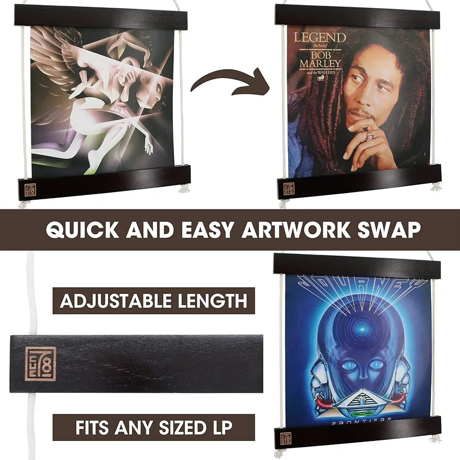 CUE78 Premium Wall Hanging Record Display for Vinyl LP Art Showcase