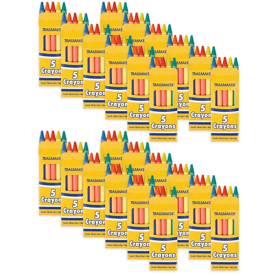 Trail Maker Wholesale Bright Wax Coloring Crayons - Bulk 24 Pack Art Set for Kids & Schools