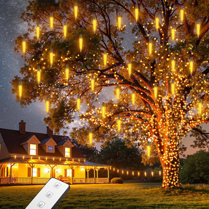 Addlon 100FT Christmas Lights Outdoor with Remote, Meteor Shower Lights