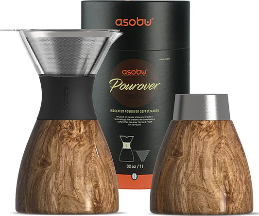 asobu Insulated Pour Over Coffee Maker  Double-Wall Vacuum, Stainless-Steel Filter and Take on the Go Carafe 