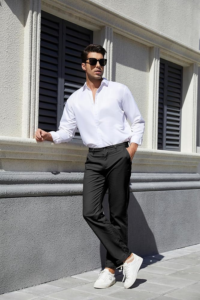 Men's Classic-Fit Straight Casual Fashion Non-Stretch Cotton Chino Pants