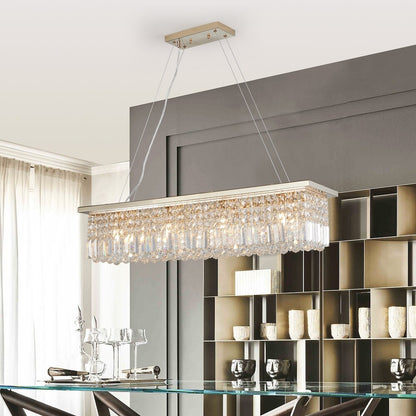 Elegant Crystal Chandelier Pendant Ceiling Light Fixture - Modern Raindrop Design for Dining Rooms & Kitchen Islands