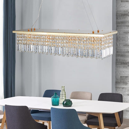 Elegant Crystal Chandelier Pendant Ceiling Light Fixture - Modern Raindrop Design for Dining Rooms & Kitchen Islands