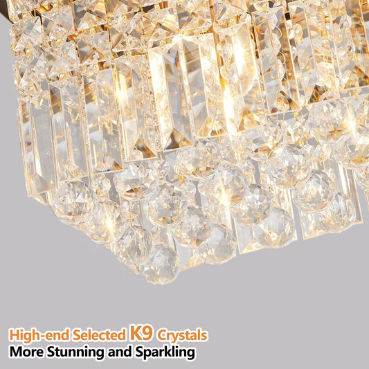 Elegant Crystal Chandelier Pendant Ceiling Light Fixture - Modern Raindrop Design for Dining Rooms & Kitchen Islands