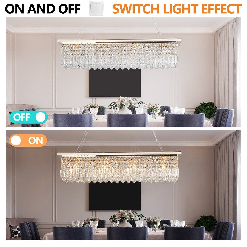 Elegant Crystal Chandelier Pendant Ceiling Light Fixture - Modern Raindrop Design for Dining Rooms & Kitchen Islands