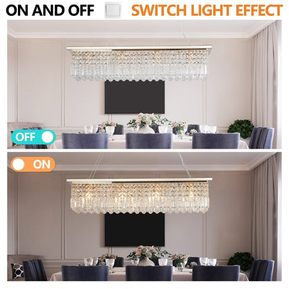 Elegant Crystal Chandelier Pendant Ceiling Light Fixture - Modern Raindrop Design for Dining Rooms & Kitchen Islands