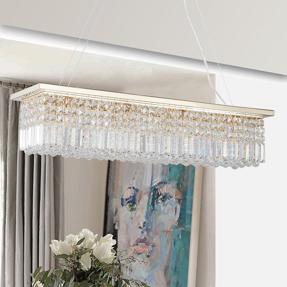 Elegant Crystal Chandelier Pendant Ceiling Light Fixture - Modern Raindrop Design for Dining Rooms & Kitchen Islands