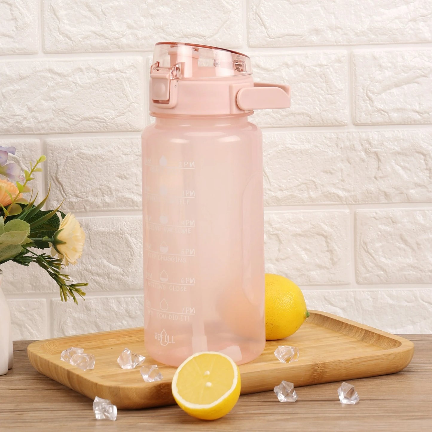 48 OUNCE PLASTIC WATER BOTTLE WITH MILESTONE MARKINGS