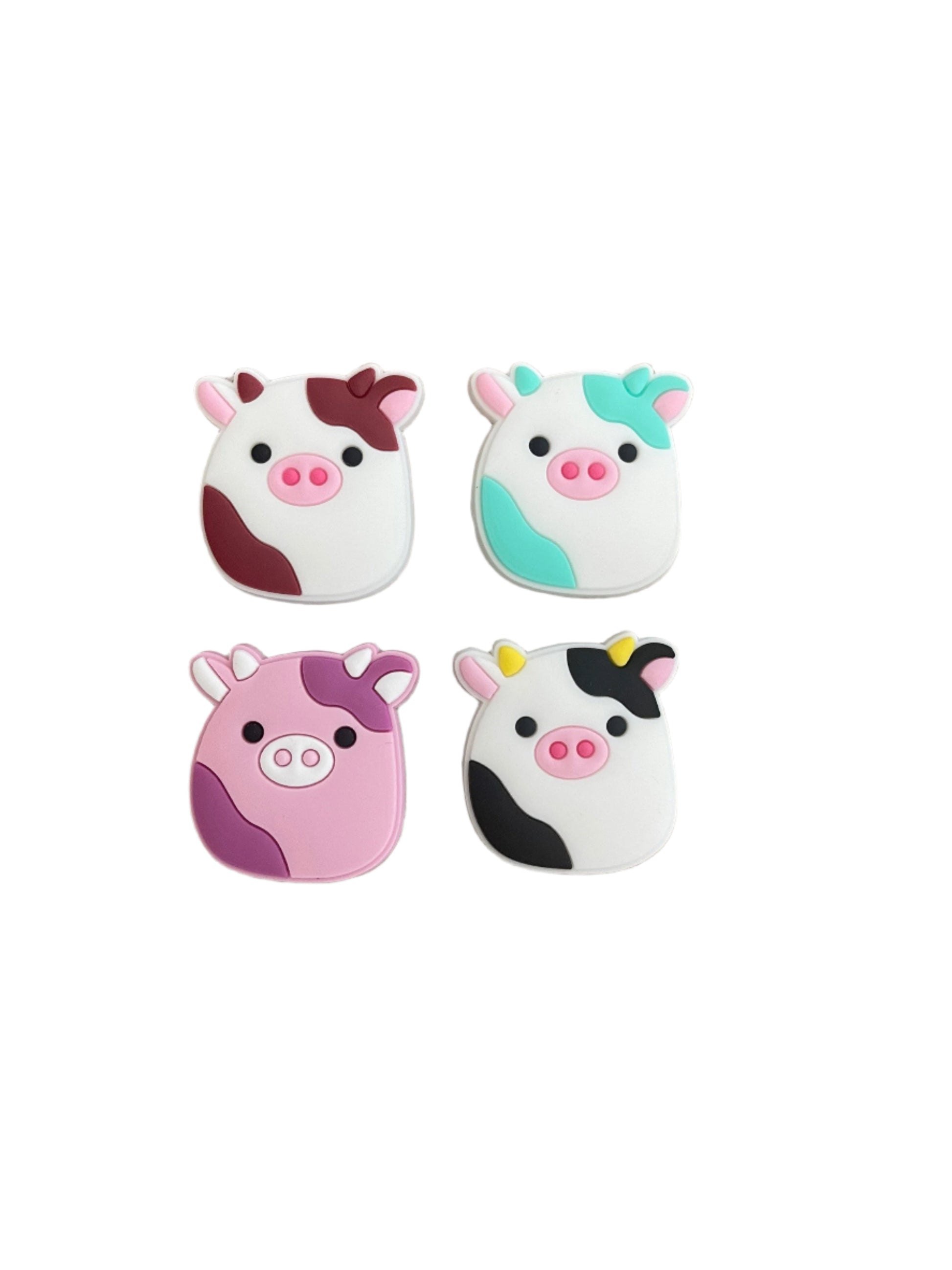 4 Pig Shoe Charms, Kids Shoe Charms, Cow Squishmallow