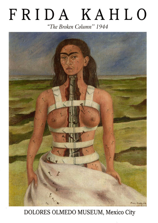 Poster Master Vintage Frida Poster - Retro Broken Column Print - Magic Realism Art - Mexican Art - Gift for Men & Women - Chic Wall Decor for Office, Bedroom or Living Room - 8x10 UNFRAMED Wall Art